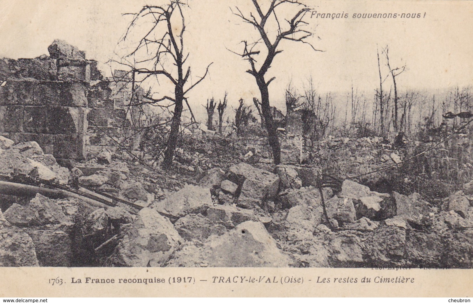 60. TRACY LE VAL. GUERRE14-18 .. LES RESTES DU CIMETIERE - Guerre 1914-18