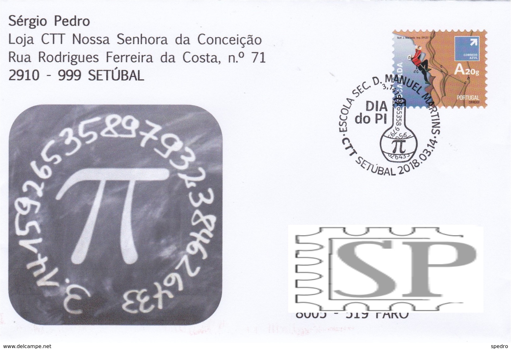 Portugal 2018 Dia PI Escola Secundária Dom Manuel Martins Setúbal Física Ciência Matemática Math Mathematik Science - Poststempel (Marcophilie)