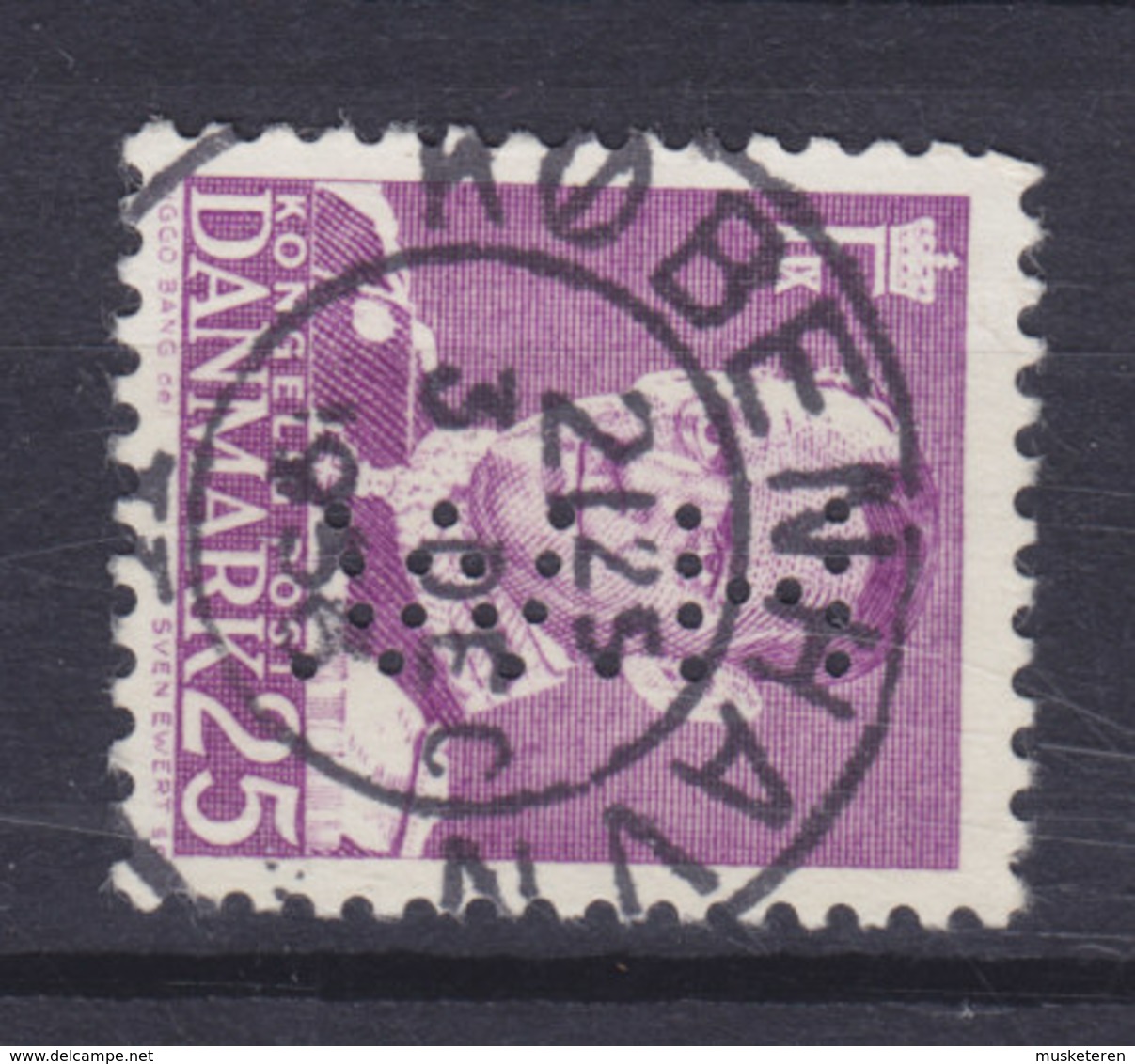 Denmark Perfin Perforé Lochung (H75) 'H.W.' Holm & Wonsild, København Deluxe Cancel !! (2 Scans) - Abarten Und Kuriositäten