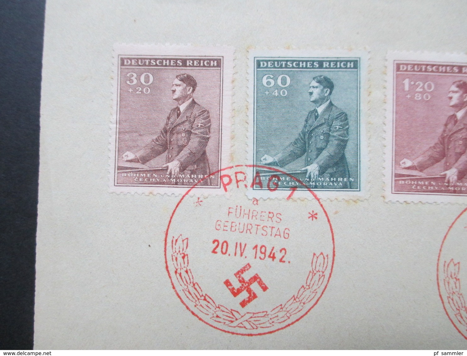 3. Reich Böhmen Und Mähren 1942 Nr. 85-88 Roter Sonderstempel Prag 1 Führers Geburtstag Propaganda - Covers & Documents