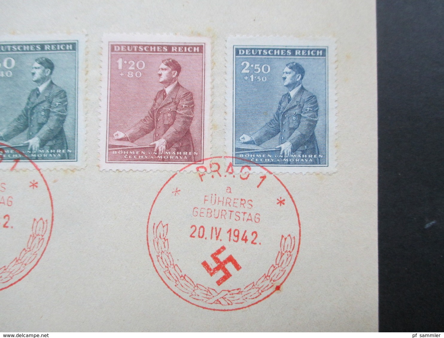 3. Reich Böhmen Und Mähren 1942 Nr. 85-88 Roter Sonderstempel Prag 1 Führers Geburtstag Propaganda - Briefe U. Dokumente