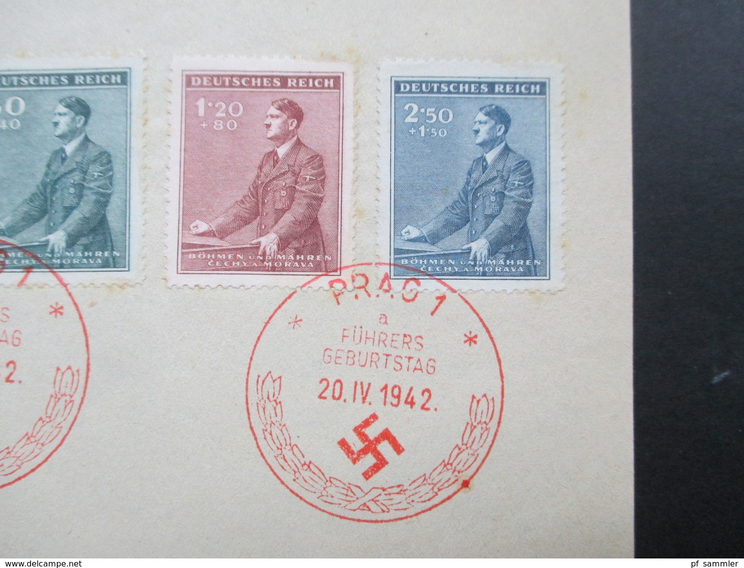 3. Reich Böhmen Und Mähren 1942 Nr. 85-88 Roter Sonderstempel Prag 1 Führers Geburtstag Propaganda - Lettres & Documents