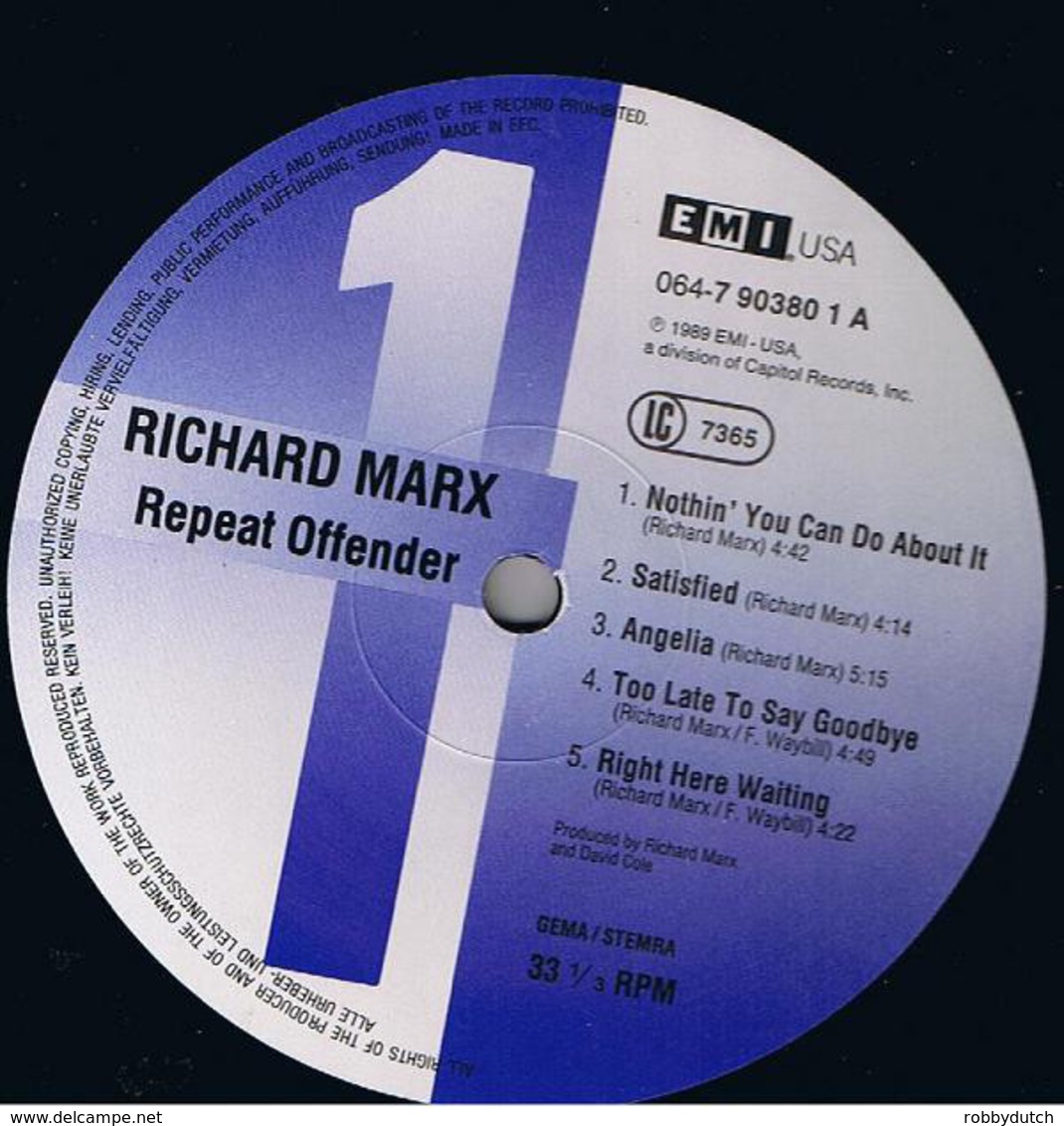 * LP * RICHARD MARX - REPEAT OFFENDER (Germany 1989 EX) - Rock