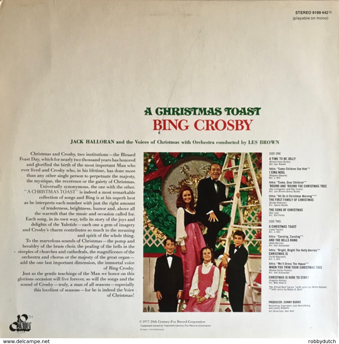 * LP *  BING CROSBY - A CHRISTMAS TOAST (Holland 1977 EX) - Kerstmuziek