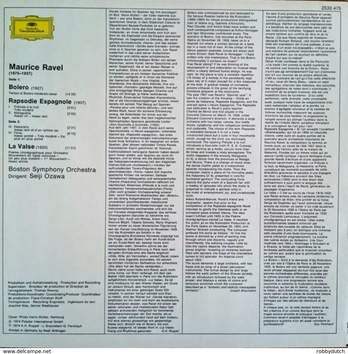 * LP *  MAURICE RAVEL - BOLERO / RAPSODIE ESPAGNOLE - BOSTON SYMPHONY ORCHESTRA / OZAWA - Klassiekers