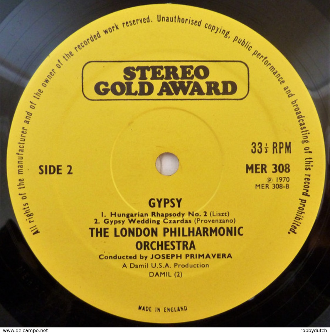 * LP *  GYPSY - London Philharmonic Orchestra / Joseph Primavera (England 1970 EX) - Wereldmuziek