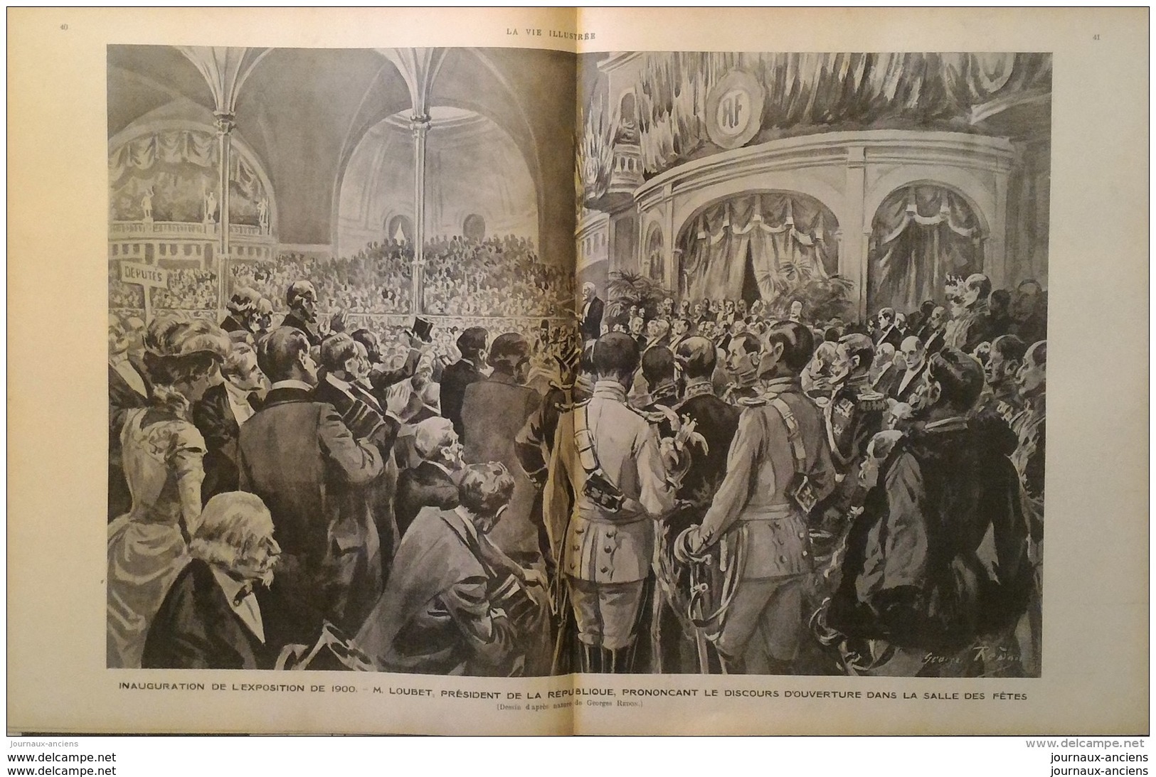 1900 PARIS INAUGURATION DU PONT ALEXANDRE III - LES GRANDS ORGANISATEURS DE L'EXPOSITION UNIVERSELLE