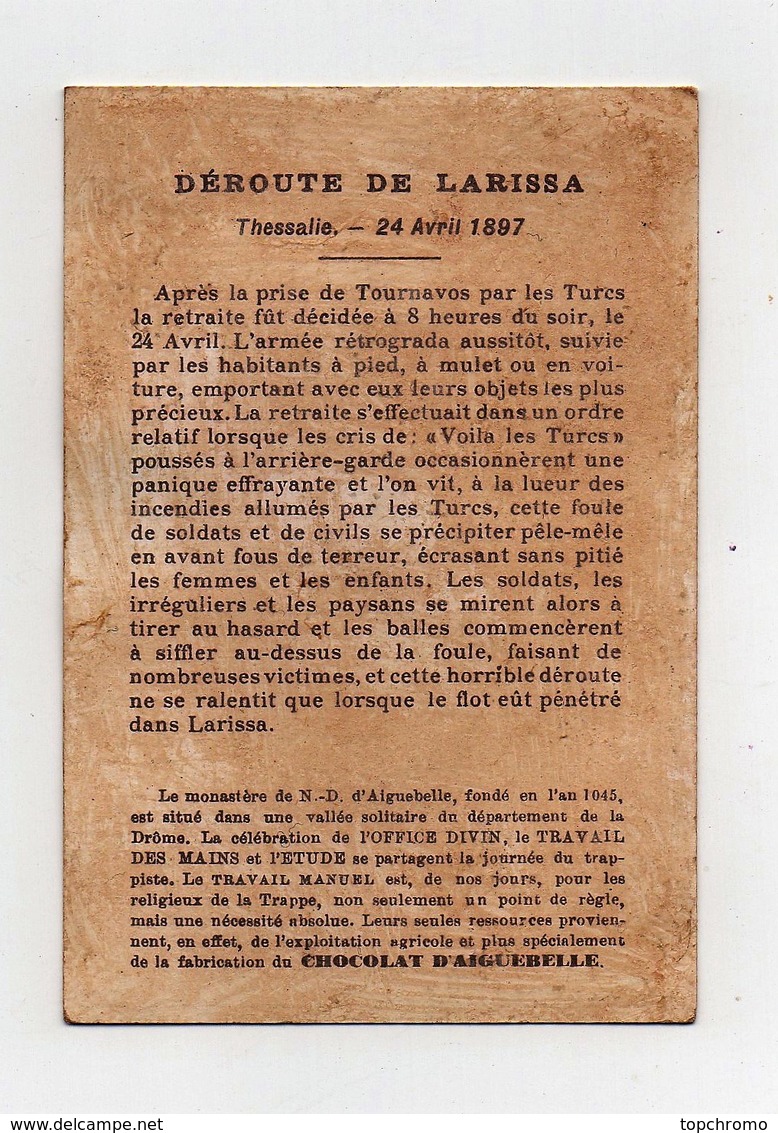 CHROMO Chocolat D'Aiguebelle Guerre Gréco-Turque Déroute De Larissa Thessalie 24 Avril 1897 - Aiguebelle