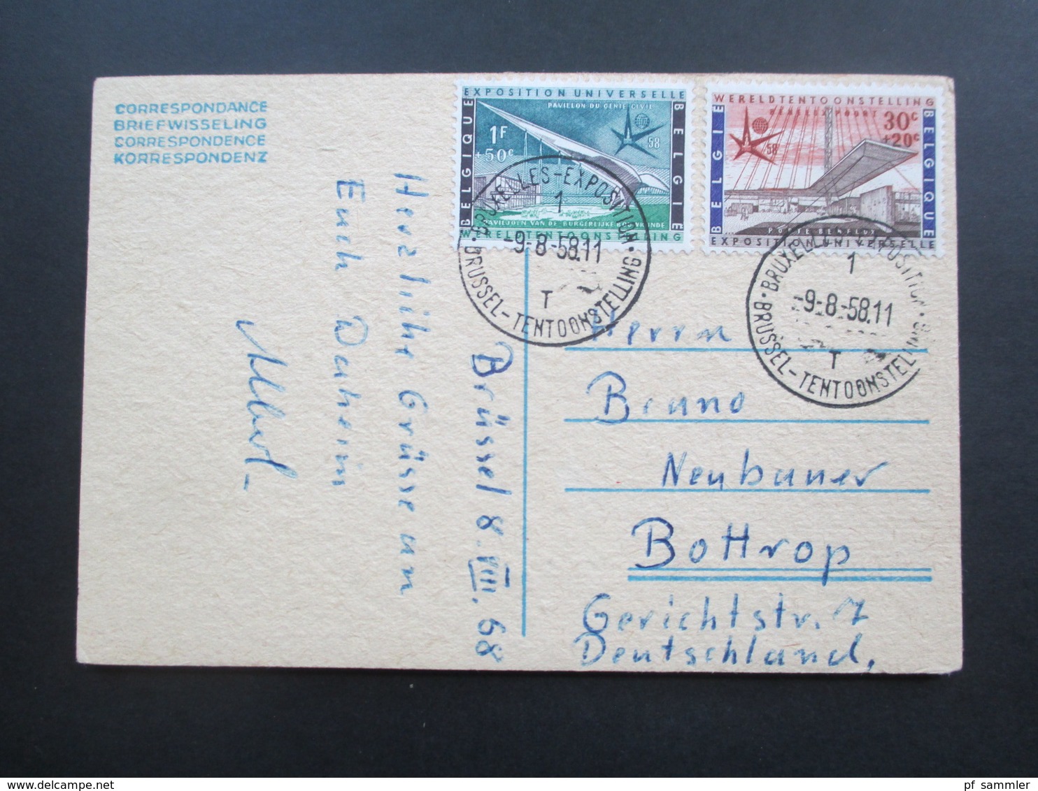 Belgien 1958 Expo Werbepostkarte EKLA Vandenheuvel Atomium Dicke Karte Aus Karton! - Publicité