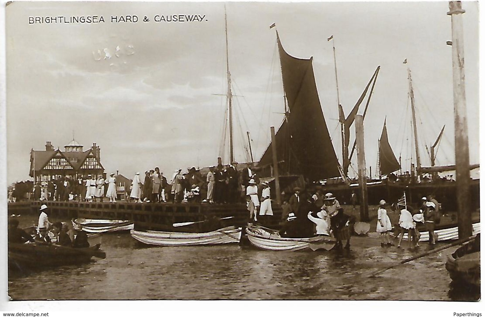 Real Photo Postcard, Brightlingsea Hard And Causeway, Harbour, Boats, Building, 1926. - Colchester