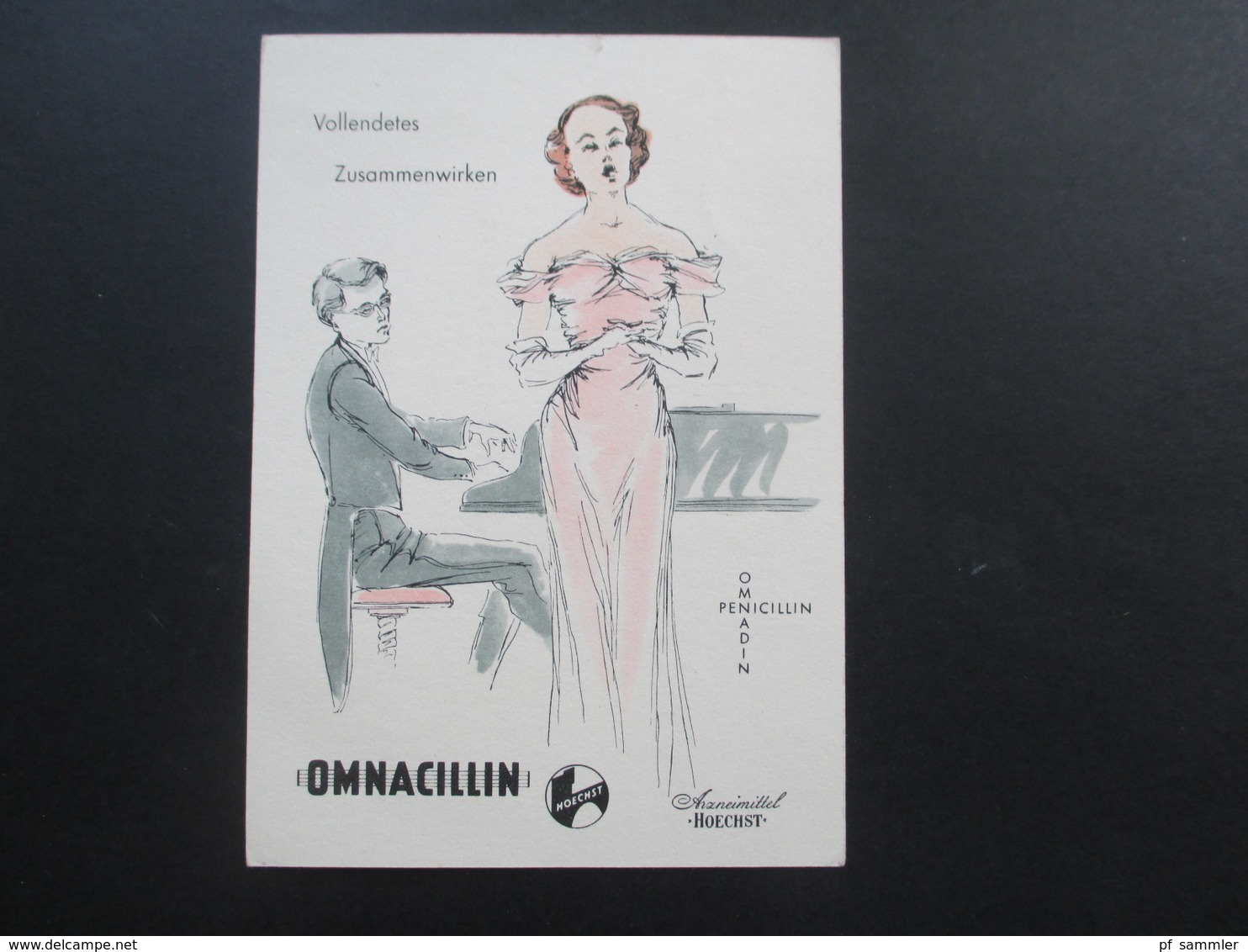 1954 Werbepostkarte Omnacillin Farbwerke Hoechst AG. Omnadin / Penicillin Dekorative Karte!! - Advertising