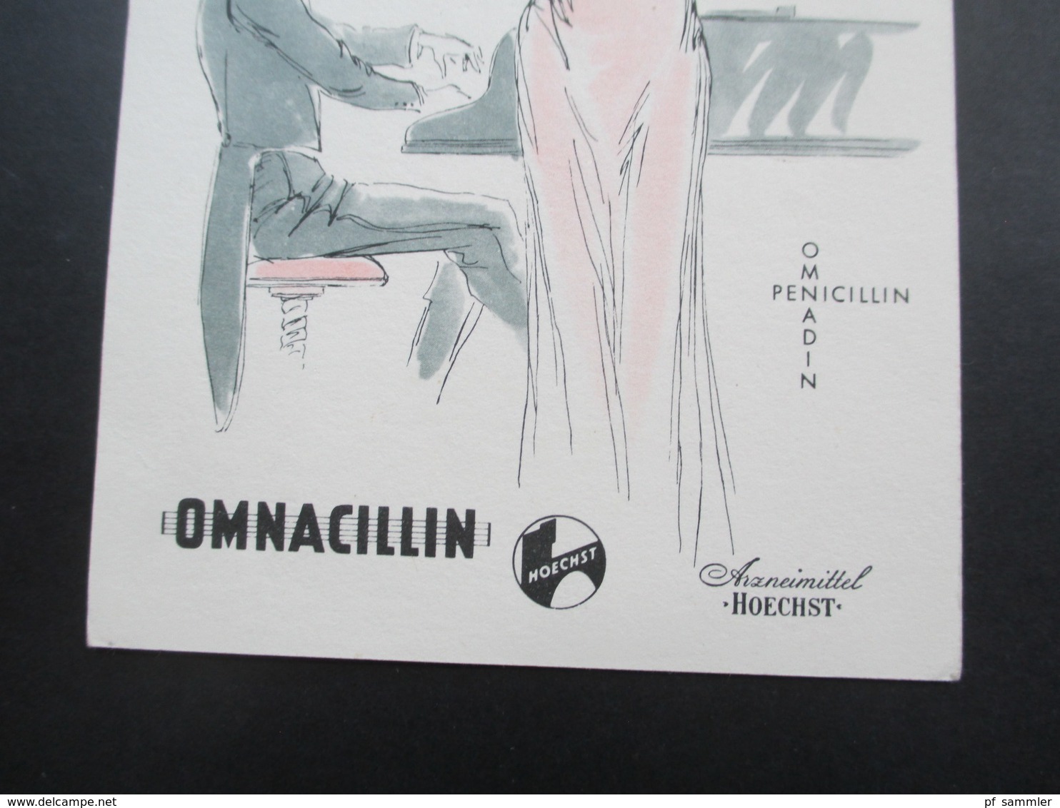 1954 Werbepostkarte Omnacillin Farbwerke Hoechst AG. Omnadin / Penicillin Dekorative Karte!! - Advertising