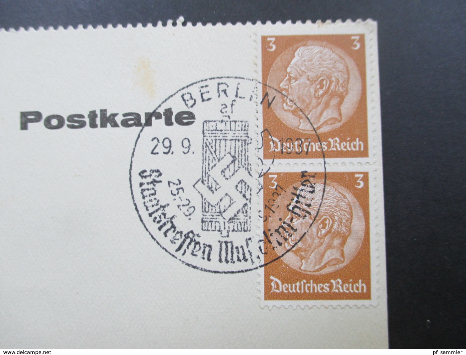 AK Werbepostkarte 1937 Wilhelm Witt Modeware / Betten / Bettfedern. SST Berlin Staatstreffen Mussolini - Hitler - Advertising