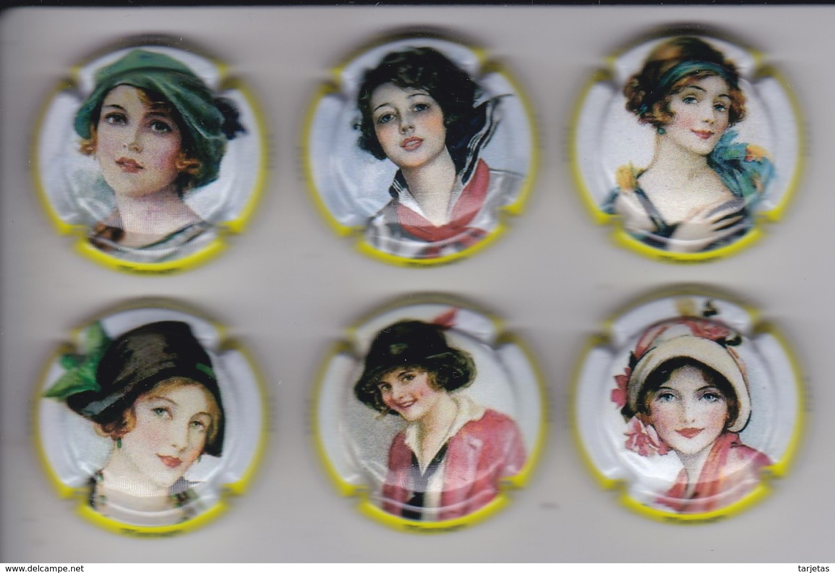 SERIE COMPLETA DE 6 PLACAS DE CAVA DE MUJERES DE EPOCA (CAPSULE) WOMAN VINTAGE - Placas De Cava