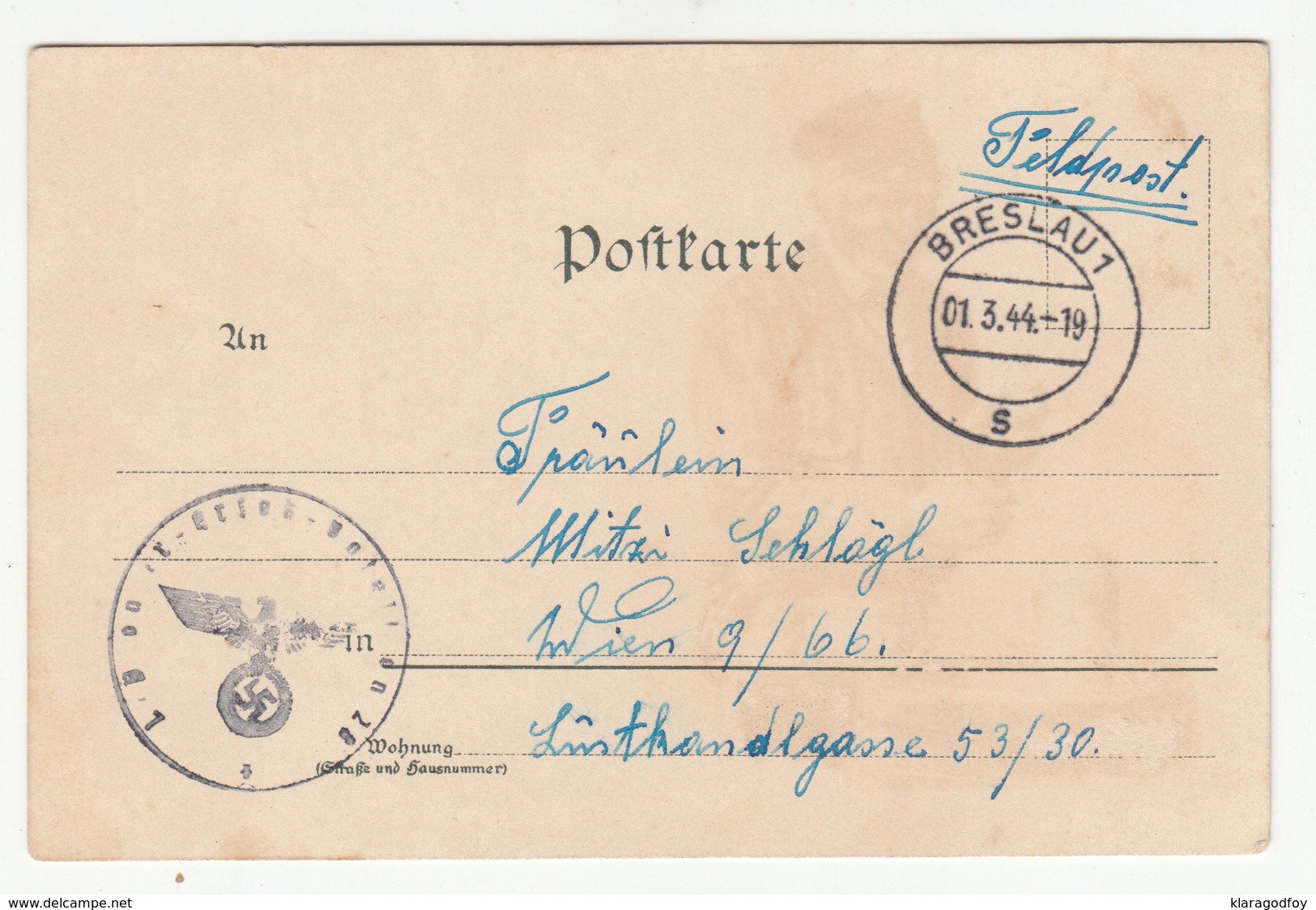 Packträger - Carrier Old Postcard Travelled Feldpost 1944 Breslau To Wien B190610 - Autres & Non Classés