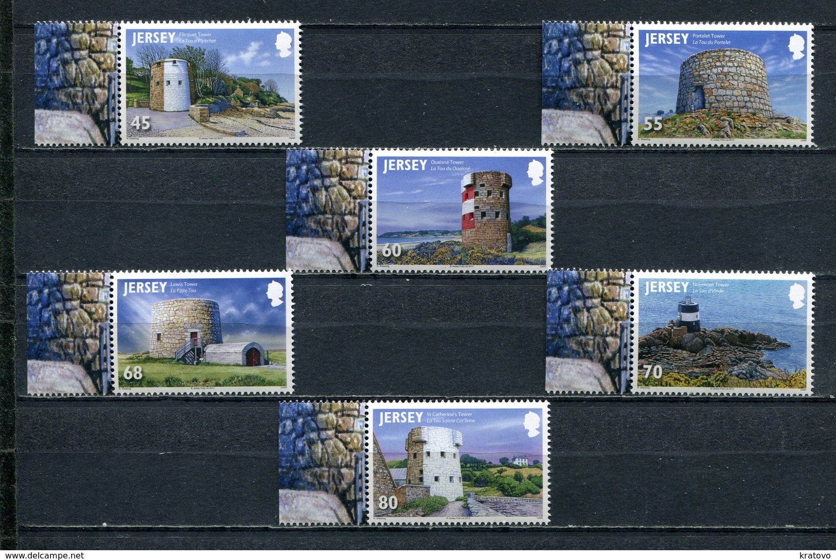 JERSEY 2012 Mi # 1676 - 1681 COASTAL TOWERS Stamp Set MNH - Jersey