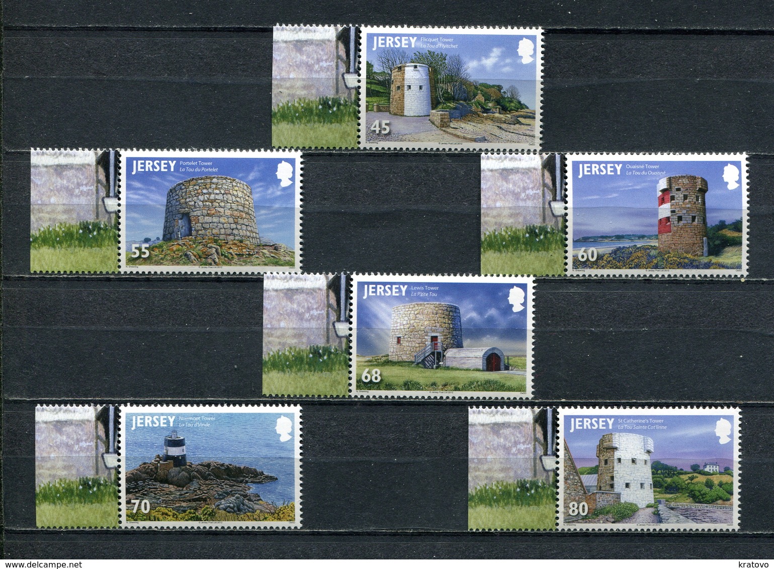 JERSEY 2012 Mi # 1676 - 1681 COASTAL TOWERS Stamp Set MNH - Jersey