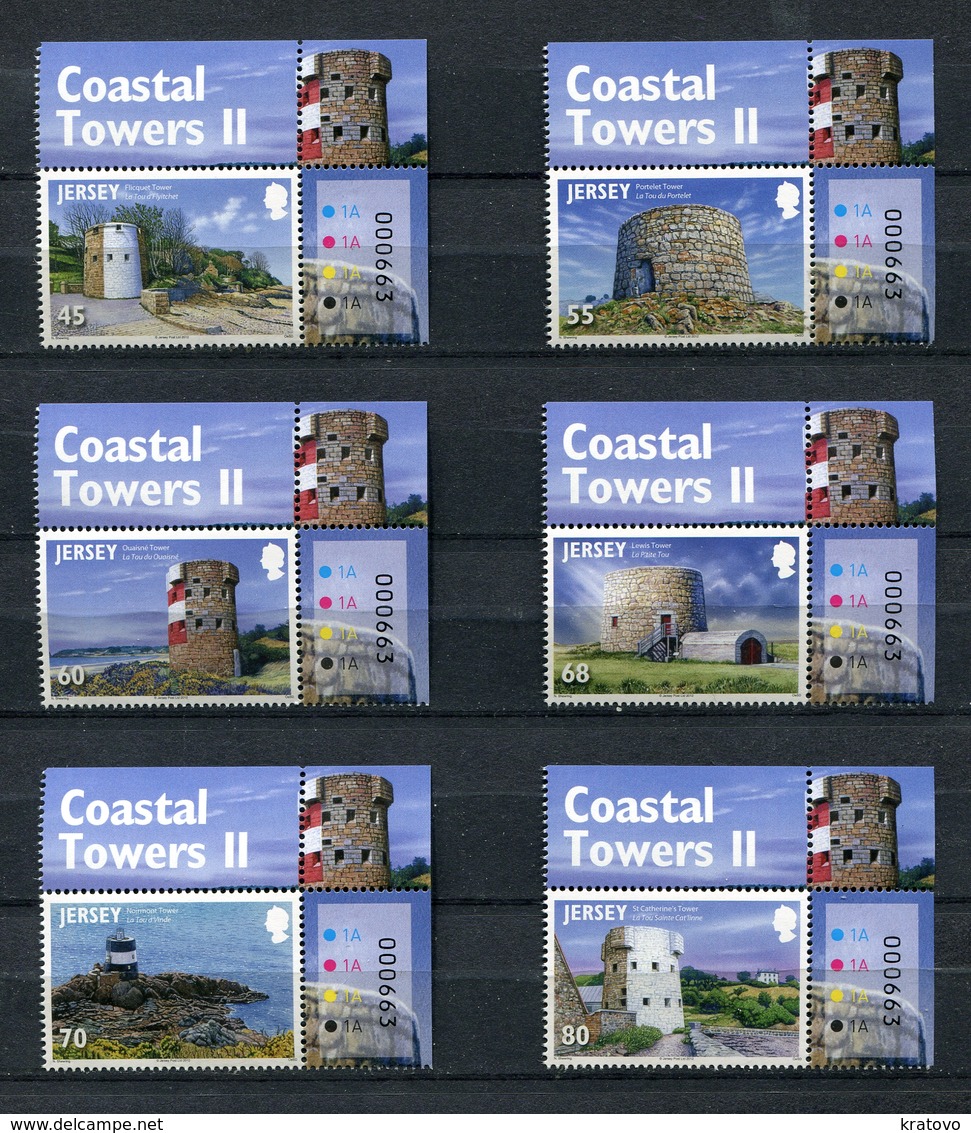 JERSEY 2012 Mi # 1676 - 1681 COASTAL TOWERS Stamp Set MNH - Jersey