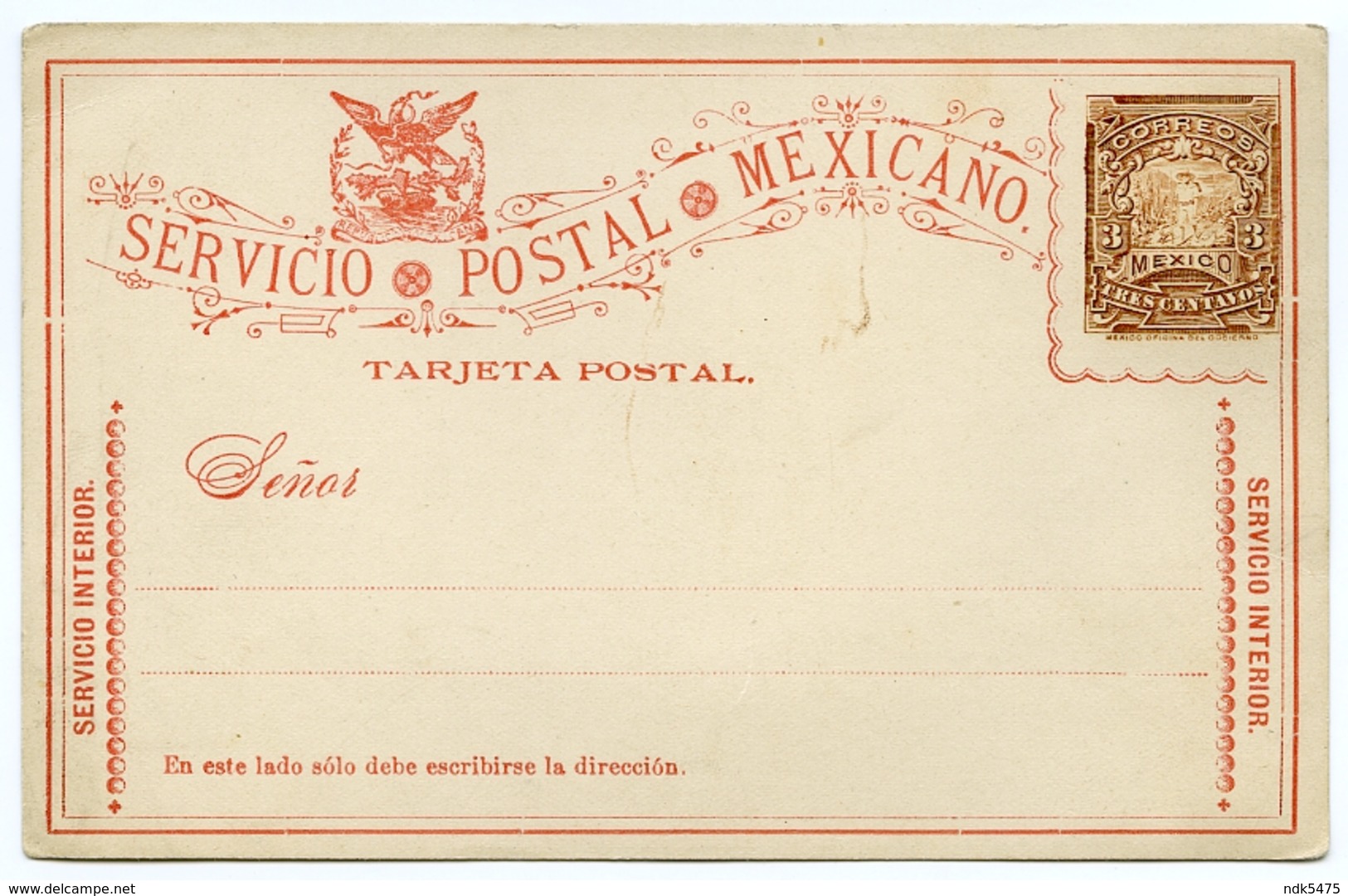 MEXICO : POSTAL STATIONERY / SERVICIO POSTAL / TRES CENTAVOS - Mexico