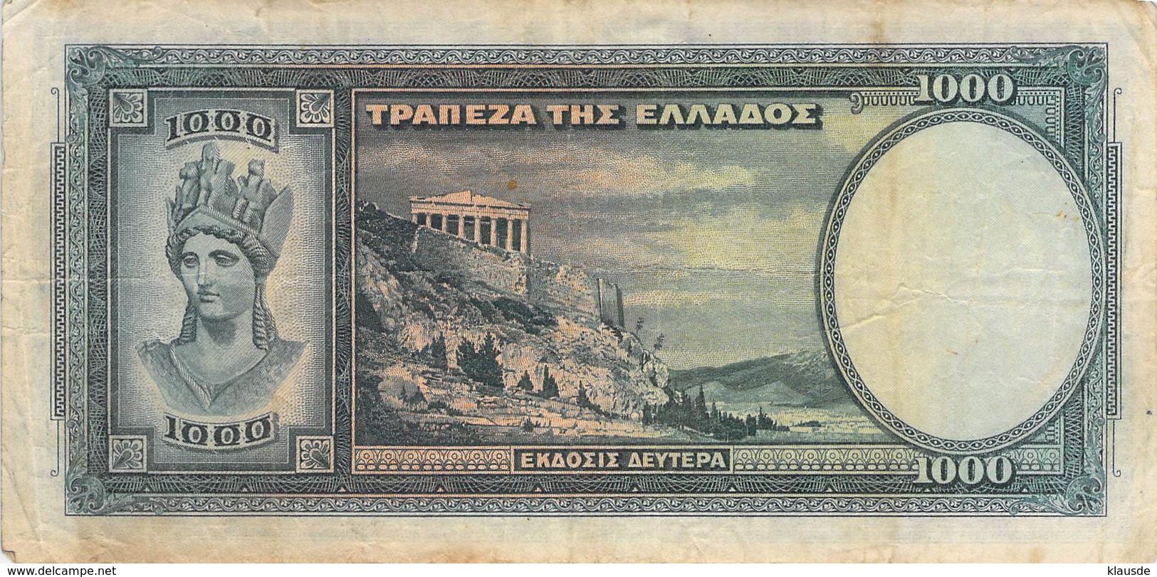 1000 Drachmen Griechenland 1939 VG/G (IV) - Griekenland