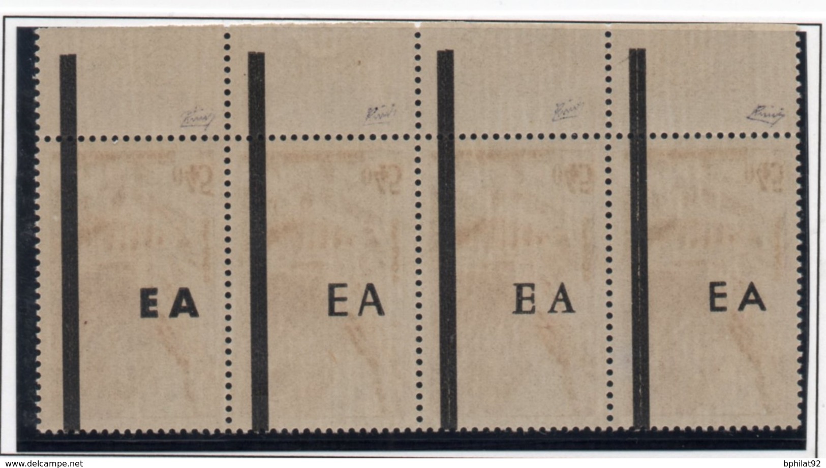 !!! PRIX FIXE: ALGERIE, BANDE DE 4 DU N°364 IMPRESSION DES SURCH EA SUR LA GOMME DES TIMBRES. SIGNEE CHINI - Algeria (1962-...)