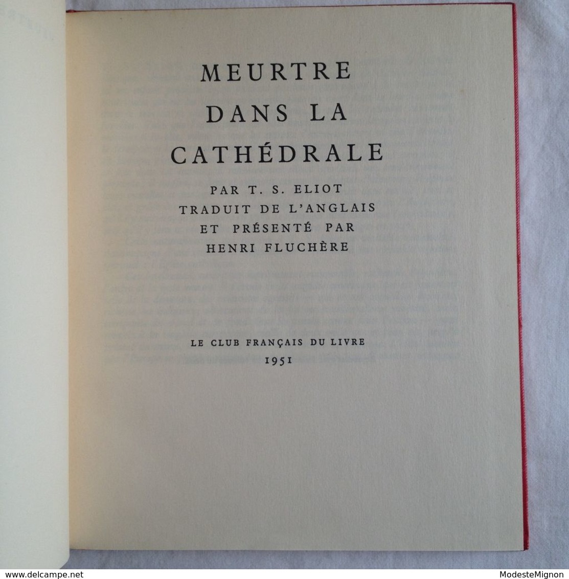 Meurtre Dans La Cathédrale De T. S. Eliot. Edition En Tirage Limité Hors Commerce. - Autres & Non Classés