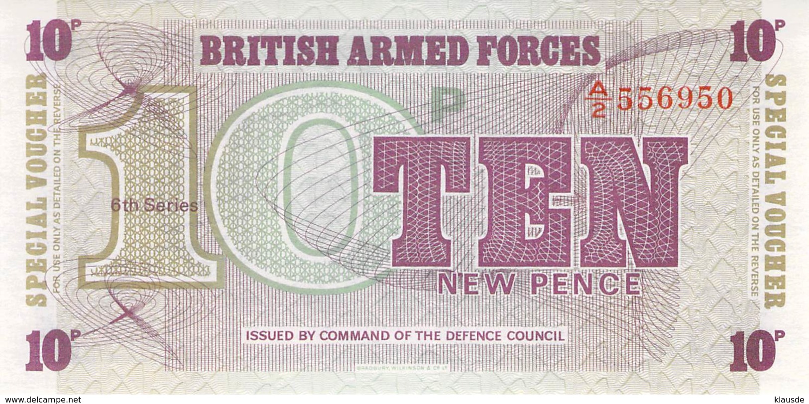10 Ten New Pence UNC - British Armed Forces & Special Vouchers