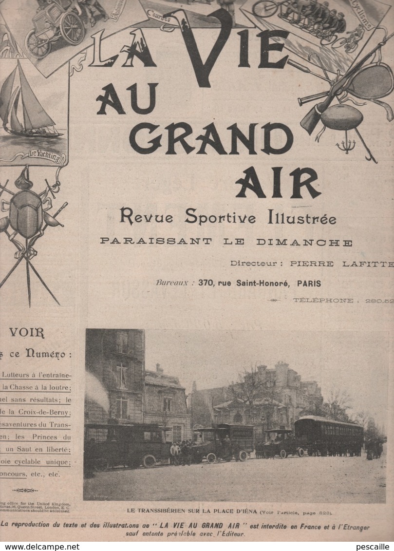 LA VIE AU GRAND AIR 09 12 1900 - LUTTE CHAMPIONNAT - CHASSE A LA LOUTRE - TRANSSIBERIEN A PARIS - PASADENA LOS ANGELES - - 1900 - 1949