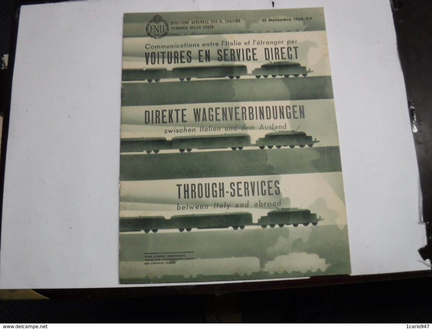 ROMA  ---    ENIT  --  DIREZIONE GENERALE PER IL TURISMO -- FERROVIE DELLO STATO -- 1936-- ORARIO - Italia