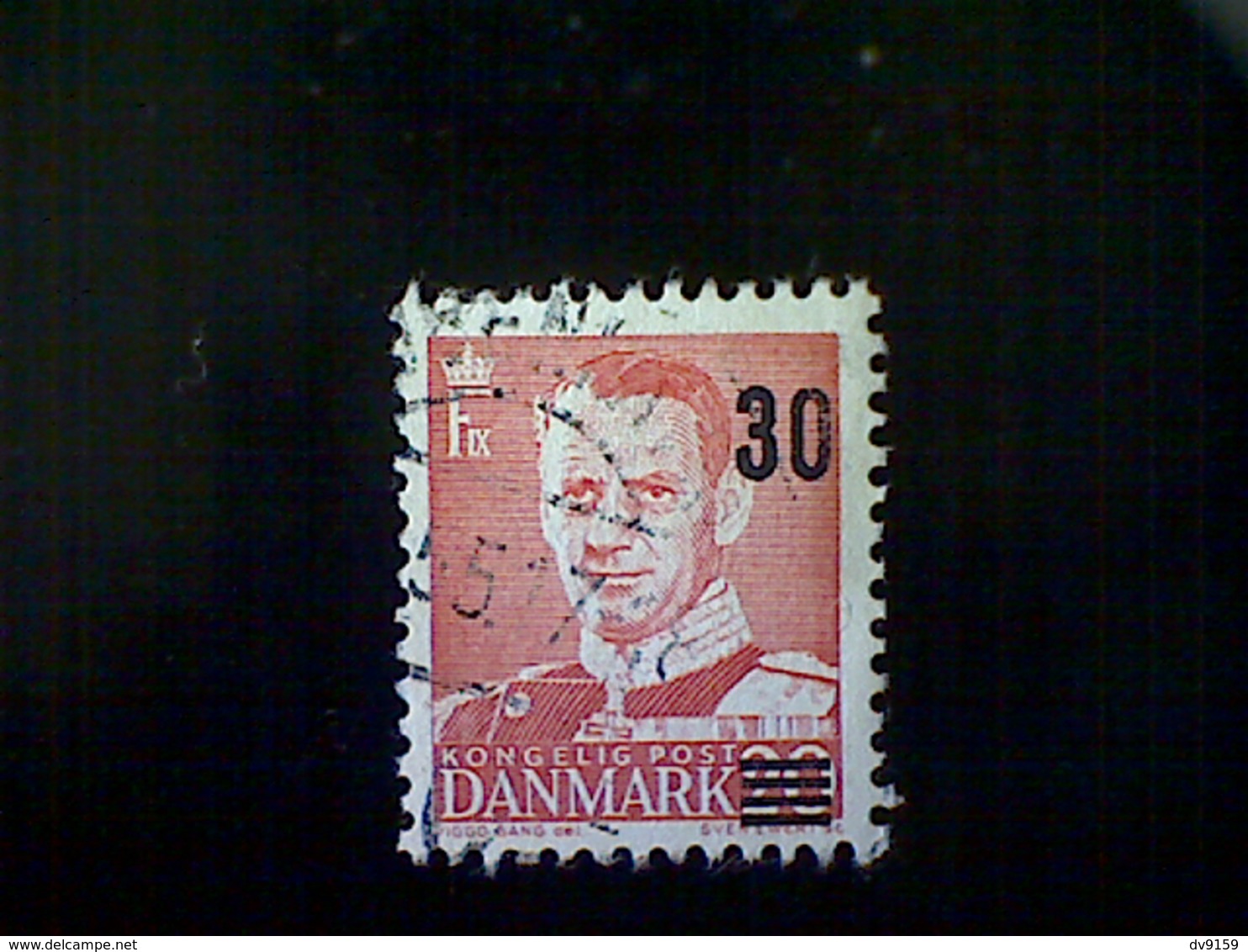 Denmark (Danmark), Scott #357, Used (o), 1955, King Frederik IX Surcharge, 30ø On 20ø, Red Brown - Used Stamps