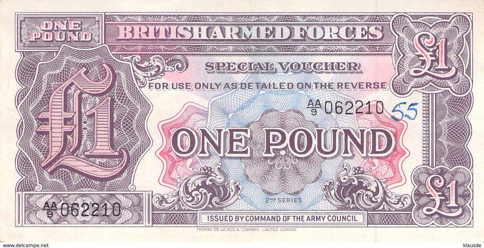 One Pound Britisch Armed Forces Banknote Großbritanien UNC - British Armed Forces & Special Vouchers