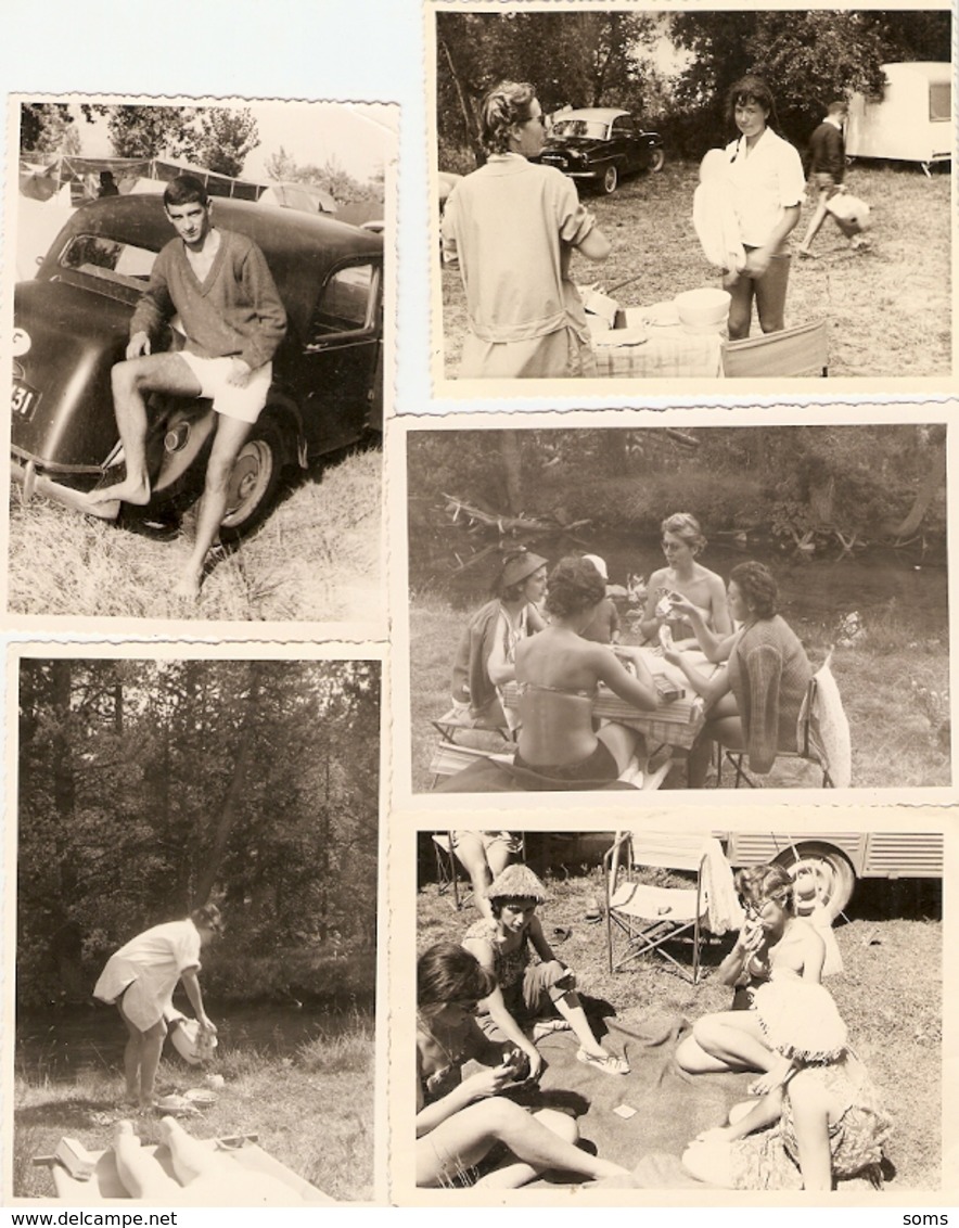 Lot De 11 Photographies Des Pyrénées-Orientales, Camping à Mont-Louis (66), Jeu De Cartes, Mulets, Entre 1955 Et 1960 - Lieux