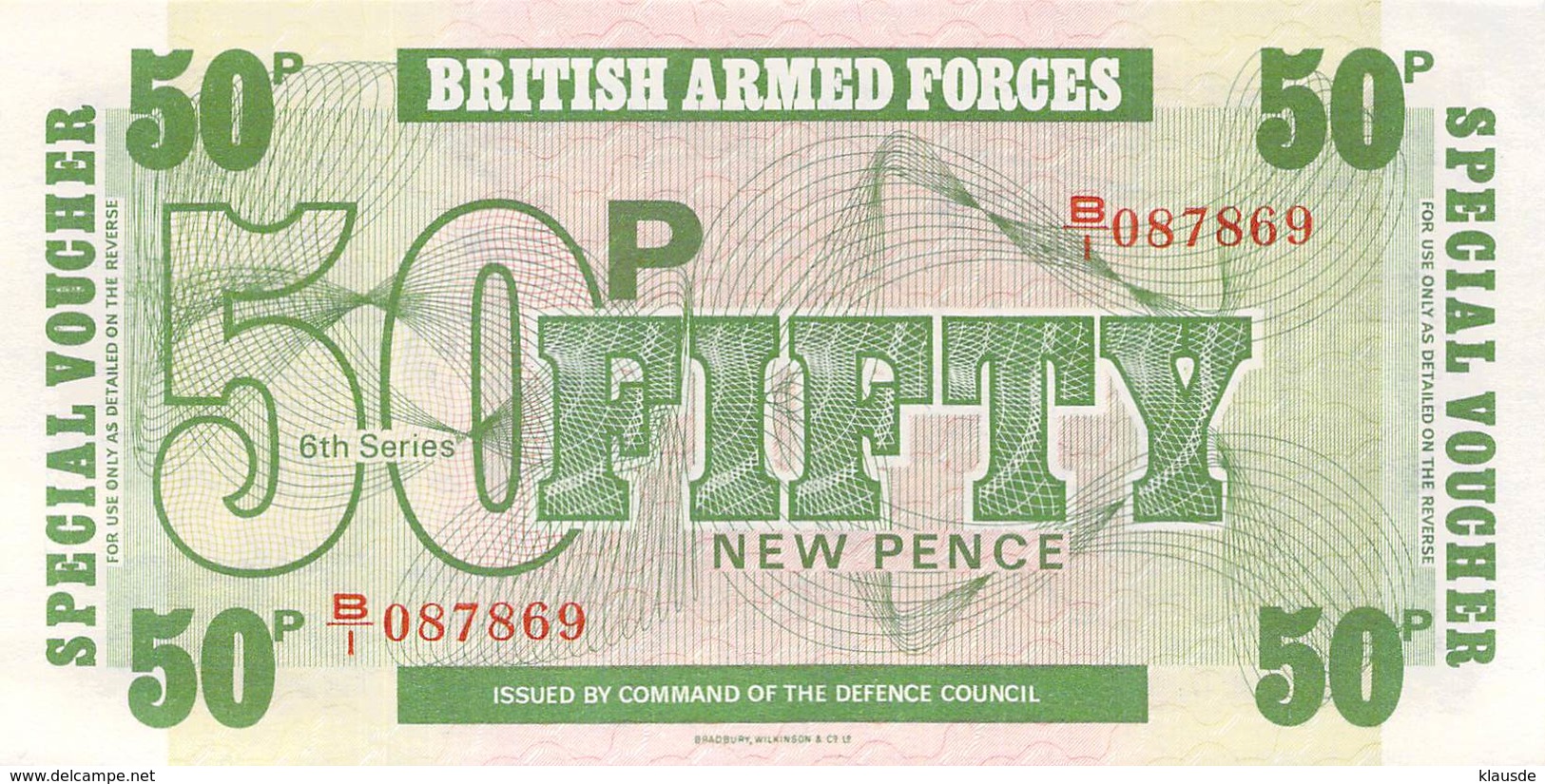 Fifty Pound Britisch Armed Forces Banknote Großbritanien UNC - British Armed Forces & Special Vouchers