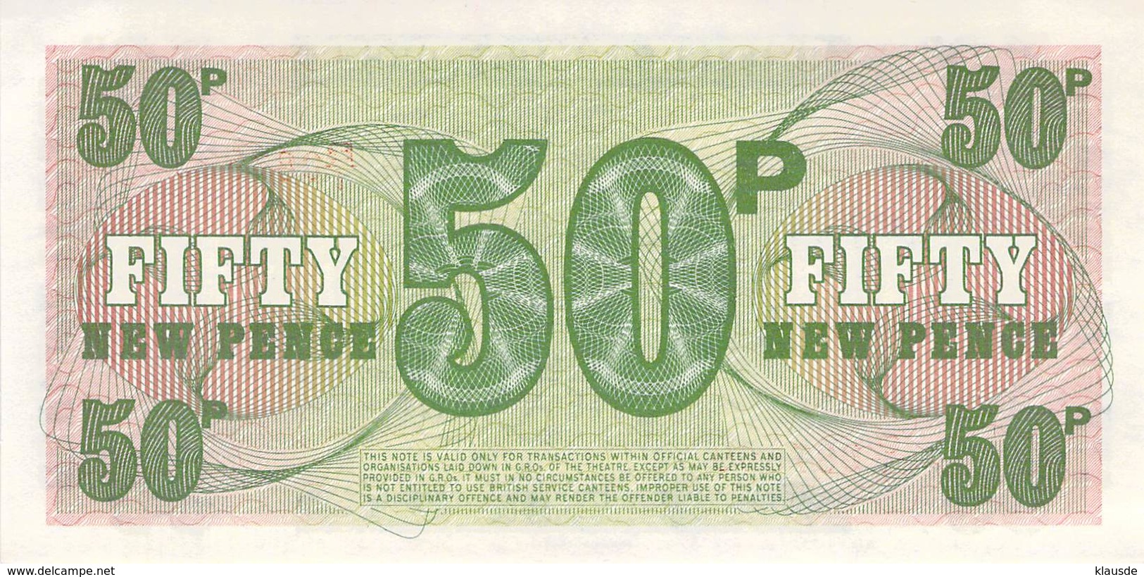 Fifty Pound Britisch Armed Forces Banknote Großbritanien UNC - Forze Armate Britanniche & Docuementi Speciali