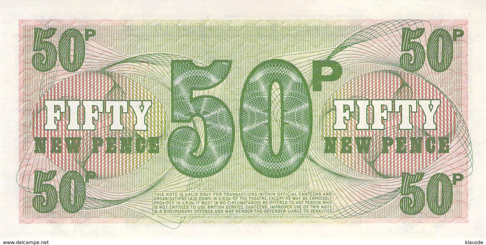 Fifty Pound Britisch Armed Forces Banknote Großbritanien UNC - British Armed Forces & Special Vouchers