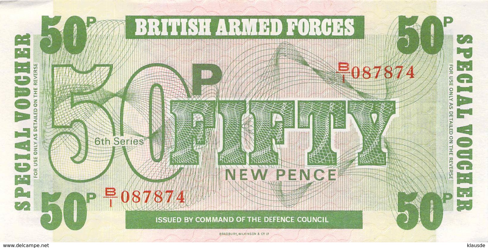 Fifty Pound Britisch Armed Forces Banknote Großbritanien UNC - British Armed Forces & Special Vouchers