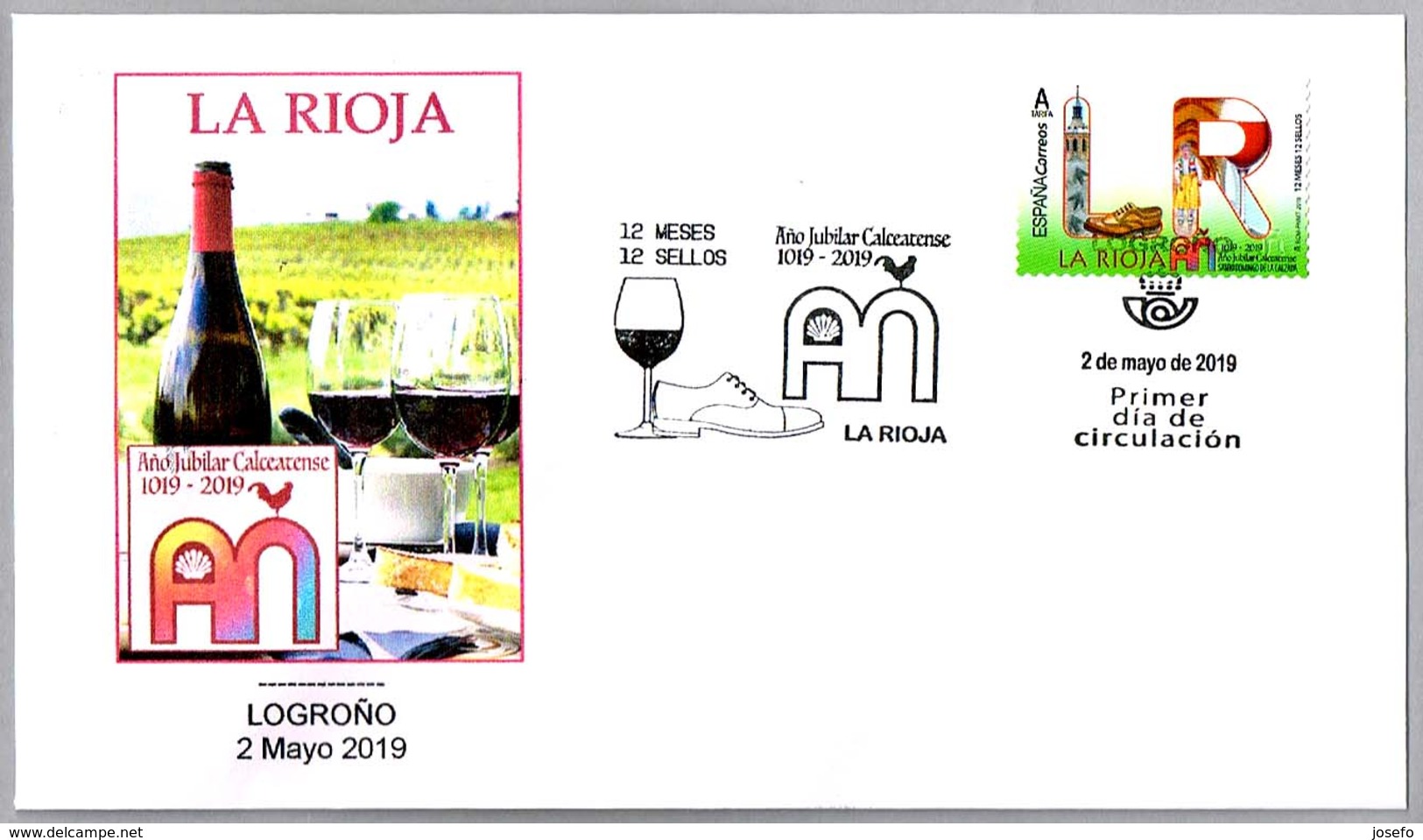 12 MESES - 12 SELLOS - LA RIOJA - Vino - Año Jubilar Calceatense - Wine. SPD/FDC Logroño 2019 - Vinos Y Alcoholes