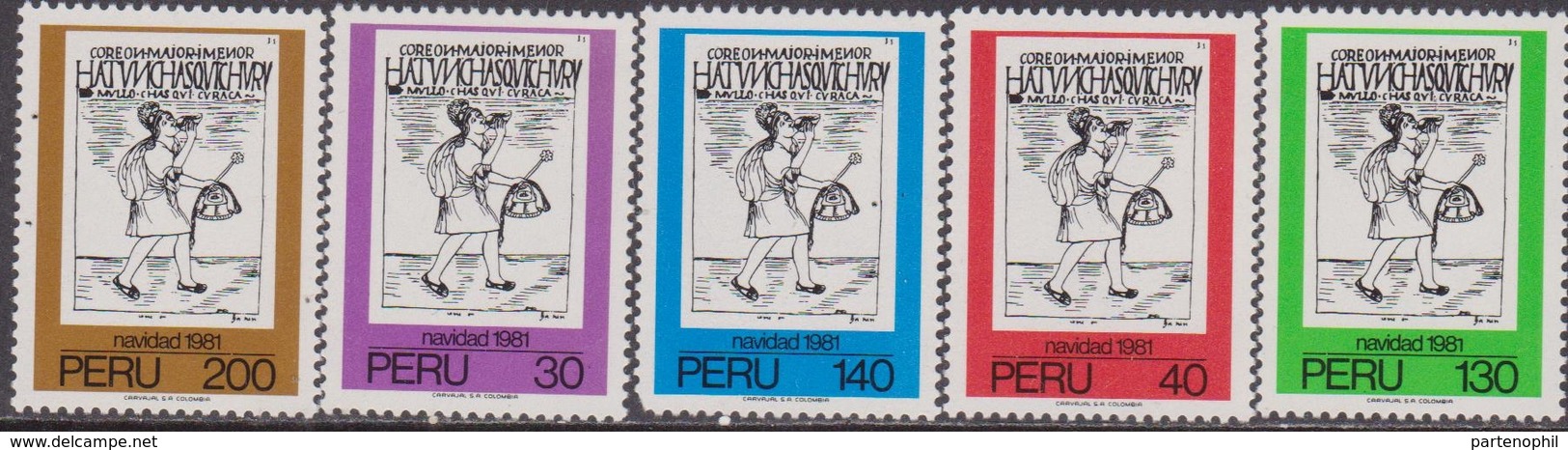 Peru - 1981 Yvert 705/9 Natale Christmas Navidad Noel MNH - Navidad