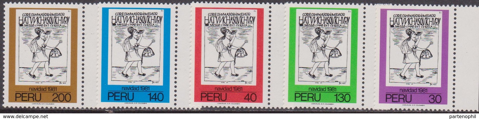 Peru - 1981 Yvert 705/9 Natale Christmas Navidad Noel MNH - Natale