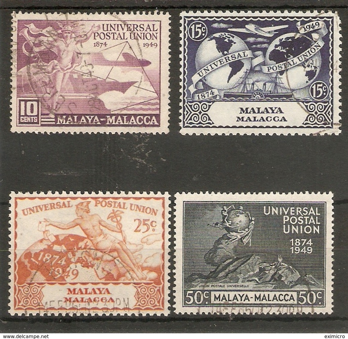 MALAYA - MALACCA 1949 UPU SET FINE USED Cat £19 - Malacca