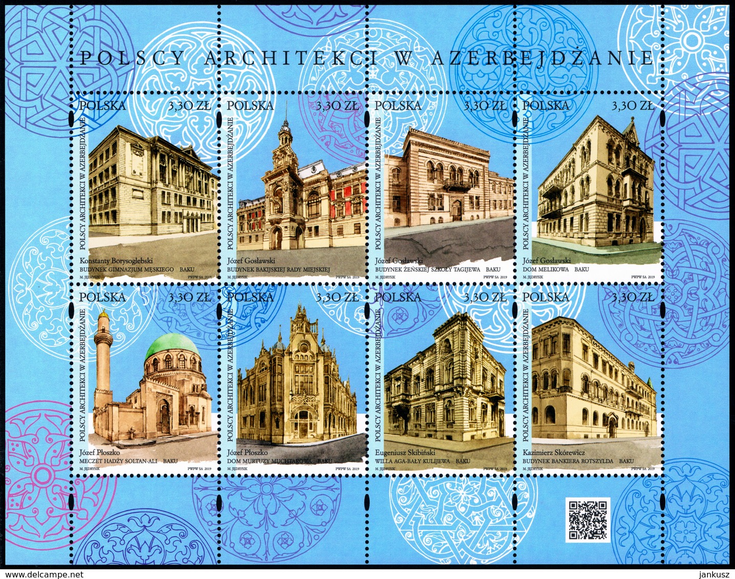 Poland 2019 Fi BLOK 332 Mi 5117-5124 Polish Architects In Azerbaijan - Nuevos