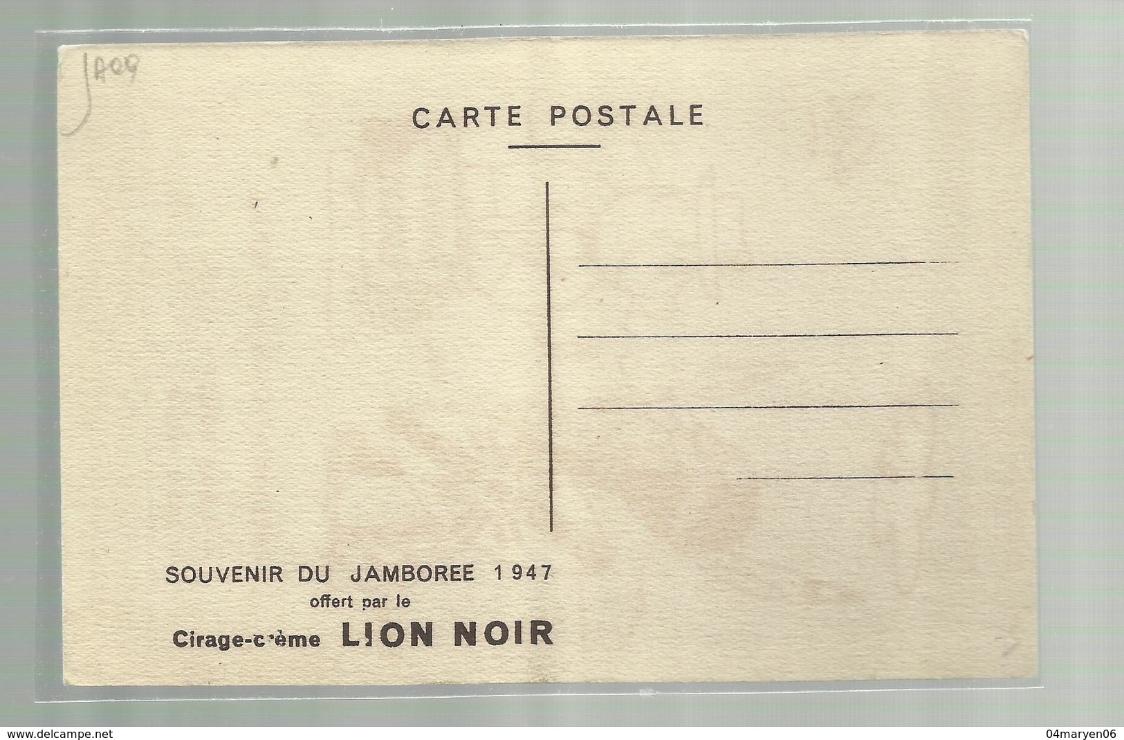 ** .  BOYS-SCOUTS        **--"Souvenir Du JAMBOREE 1947 "-Cirage-crème LION  NOIR - Scoutisme