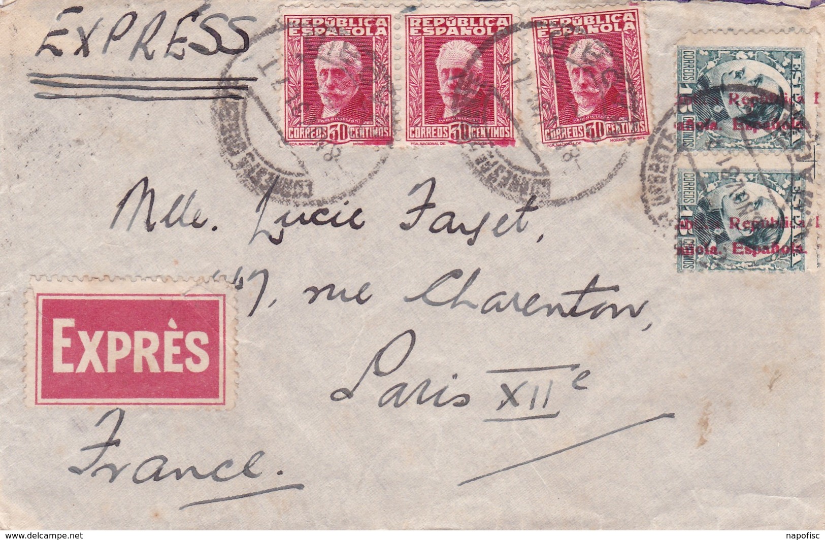 Republica Espanola Correos Madrid>Paris 1931 - Lettres & Documents