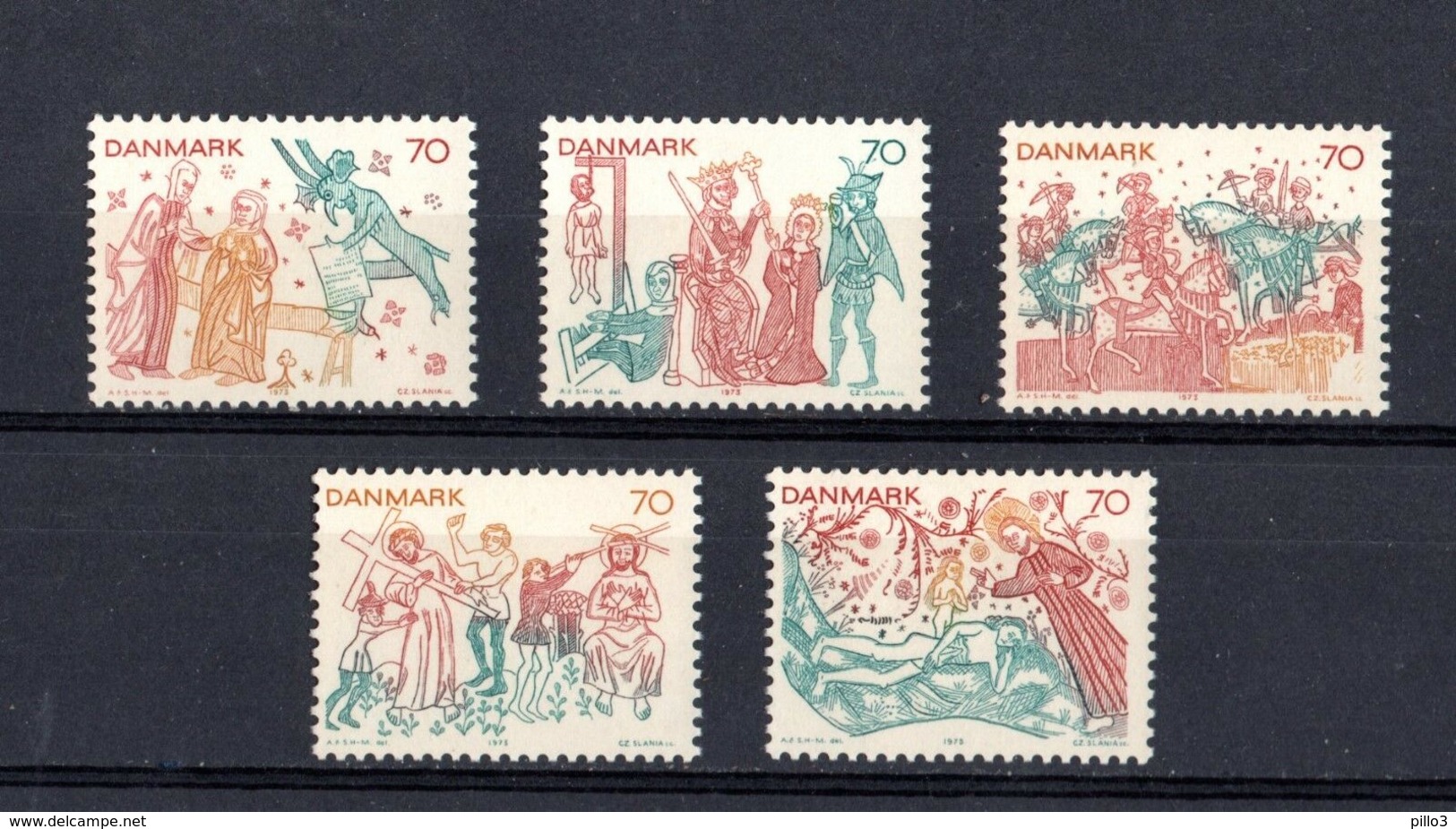 DANMARK :    Affreschi Di Chiese Danesi   5 Val. MNH**  Del   28.11.1973 - Nuovi