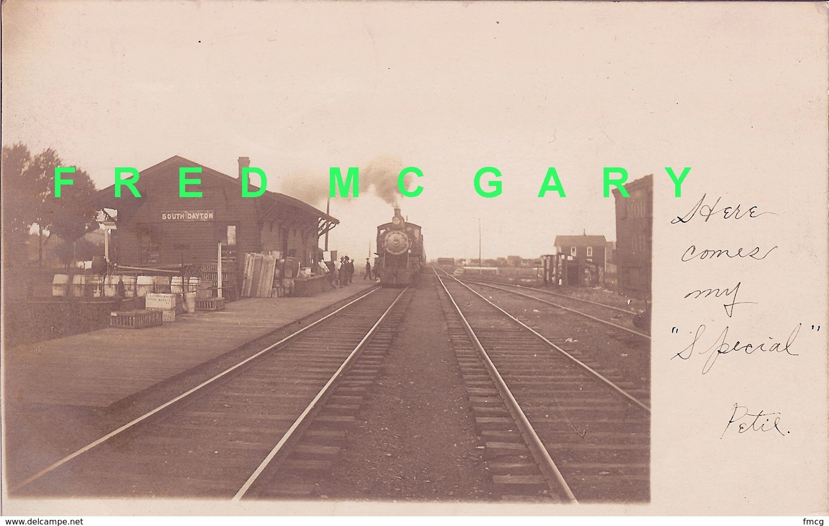 1907 South Dayton NY RPPC: Erie RR Train In Depot Featured Later In 2 Movies - Other & Unclassified