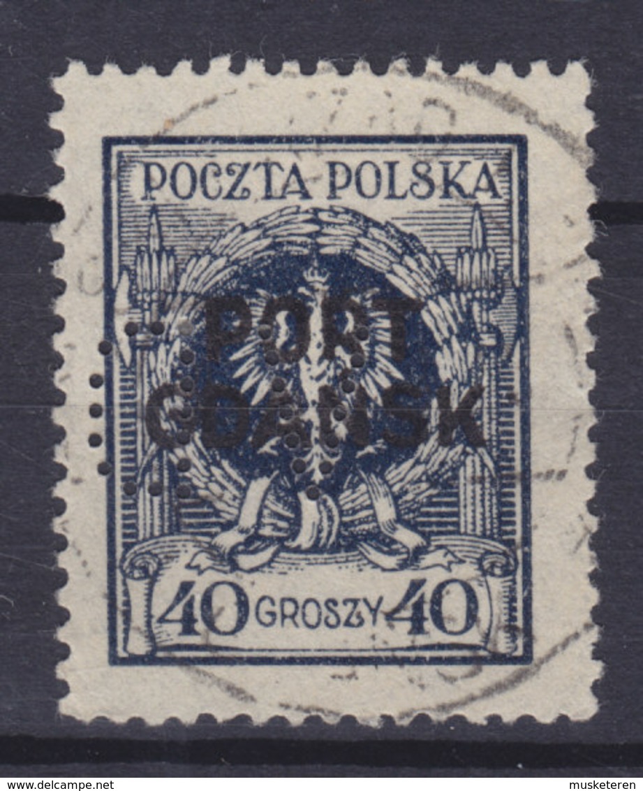 Poland Port Gdansk Perfin Perforé Lochung 'VD' 1925 Mi. 10 (2 Scans) - Varietà E Curiosità