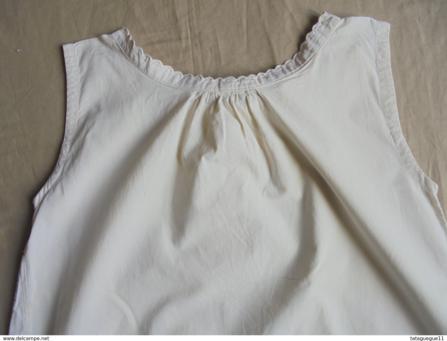 Ancien - Combinaison/chemise longue en coton pour femme Monogramme LC Années 40