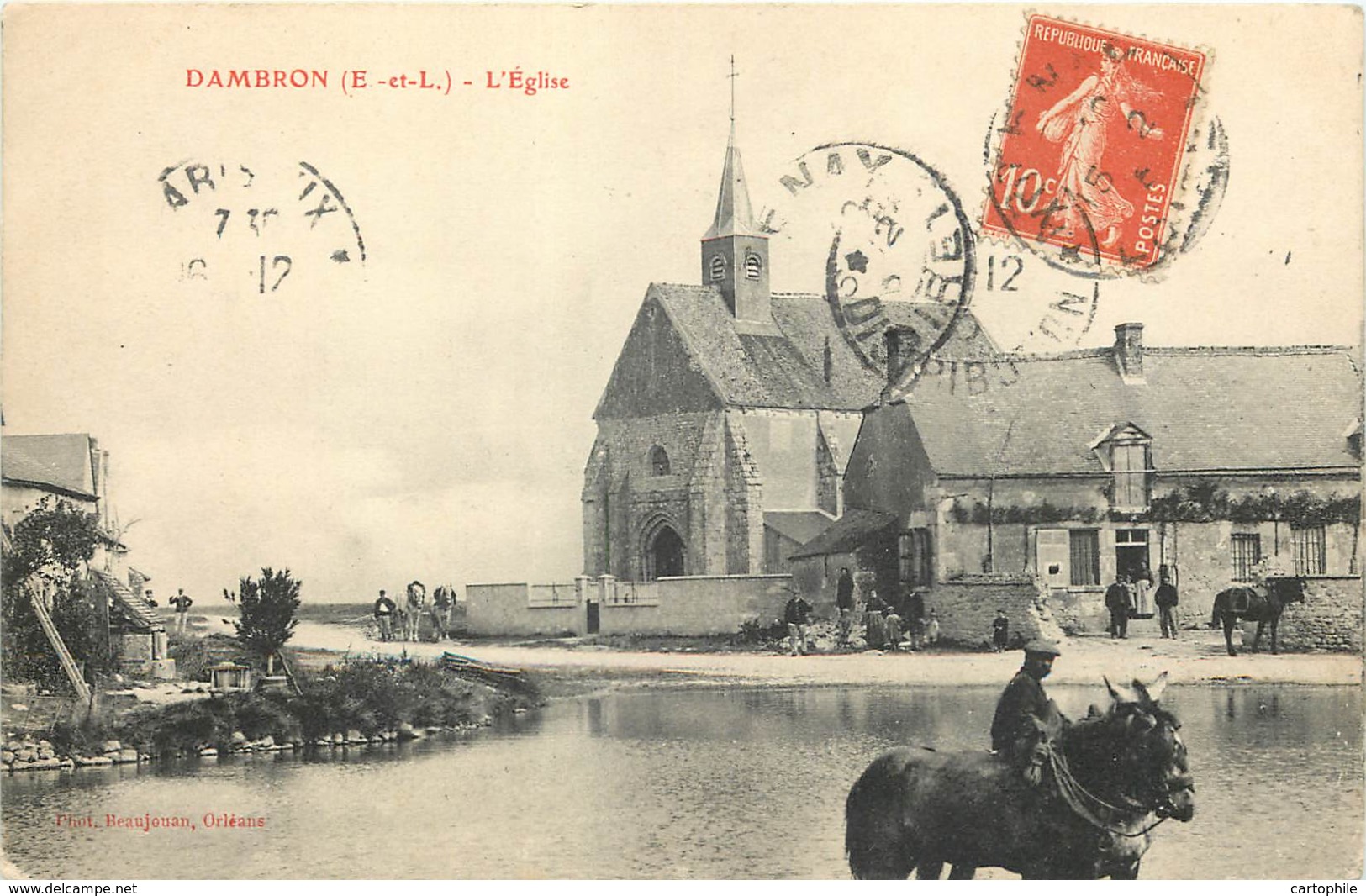 28 - DAMBRON - L'eglise Et La Mare En 1908 - Other & Unclassified