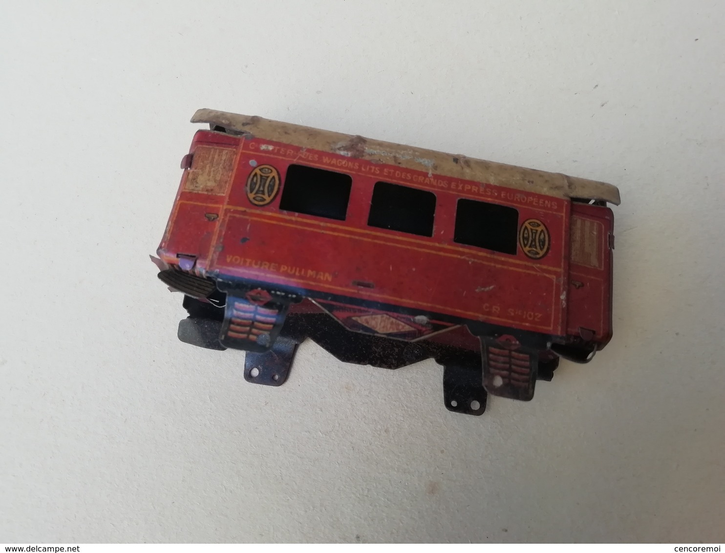 Train Ancien, Voiture Pullman, CR, Wagon Lits, Jouet Ancien De Collection En Tôle Lithographiée - Toy Memorabilia