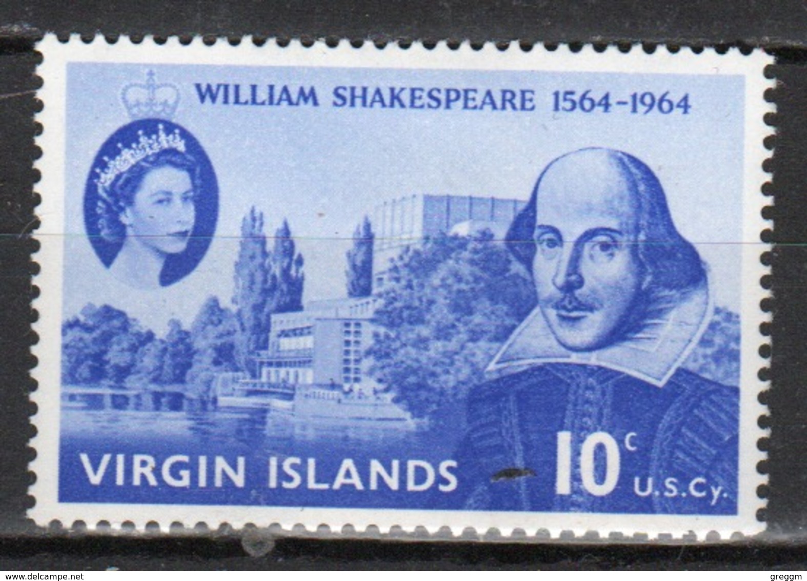 British Virgin Islands 1964 Queen Elizabeth Single 10 Cent Celebrating The 400th Birth Anniversary Of Shakespeare. - British Virgin Islands